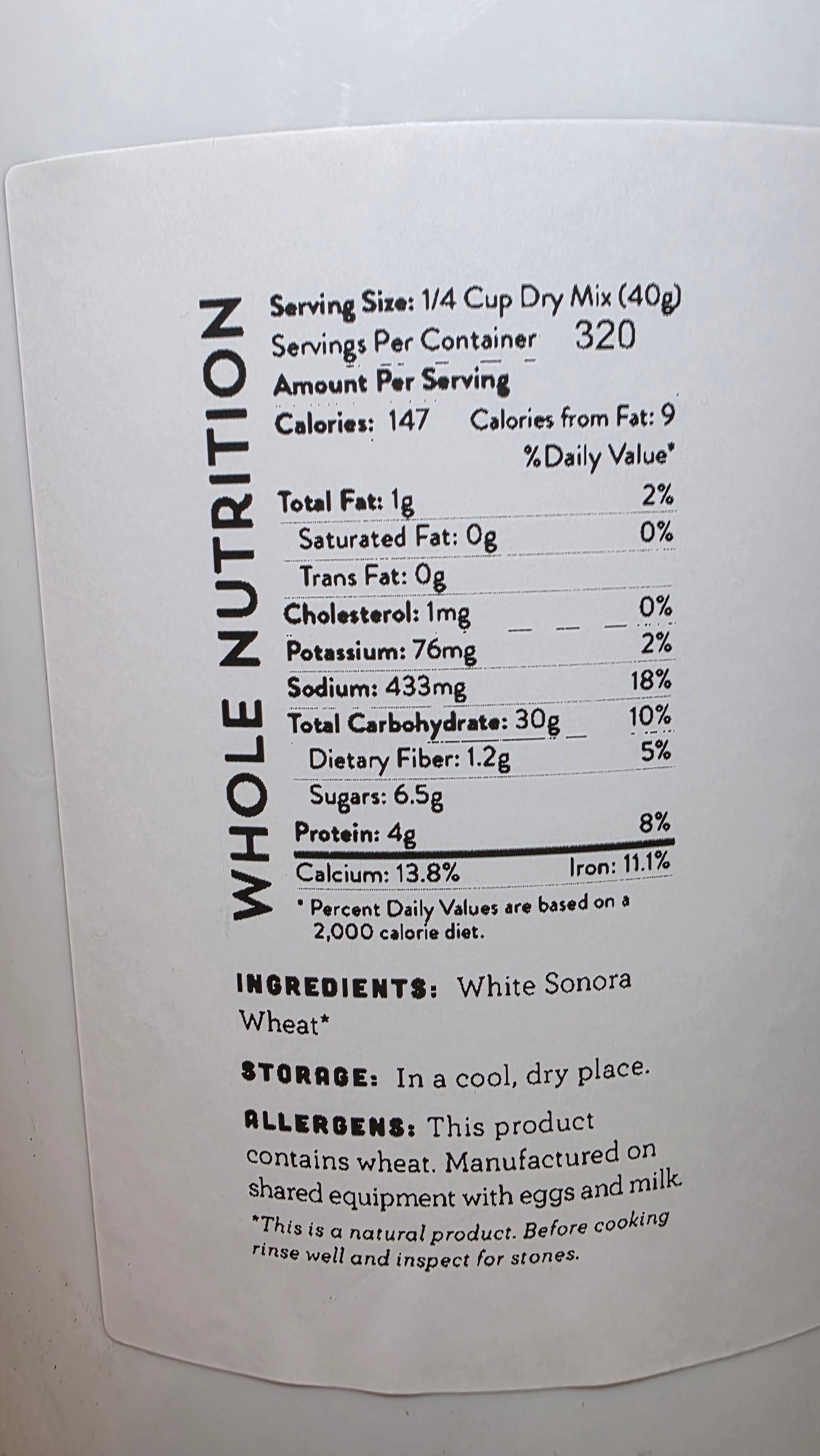 Bulk Sonora Wheat Berries 33lbs 5gallon bucket with resealable lid.